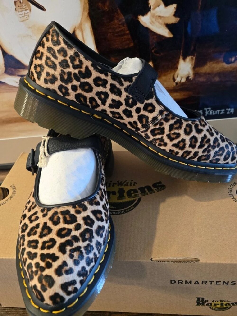 Dr Martens Leopard Print Elphie Mary Jane Women's Size 6 US Shoes Loafers NEW